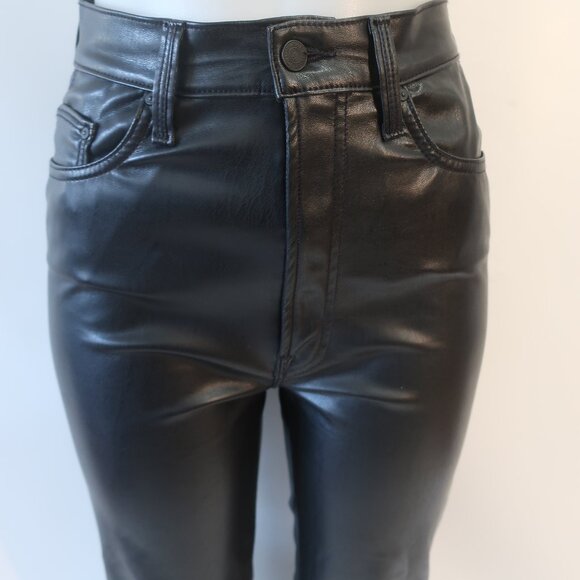 Women Mother Black High Waist Rider Ankle Wax On Wax Off Pu Faux Leather Pant 27 - Picture 5 of 16